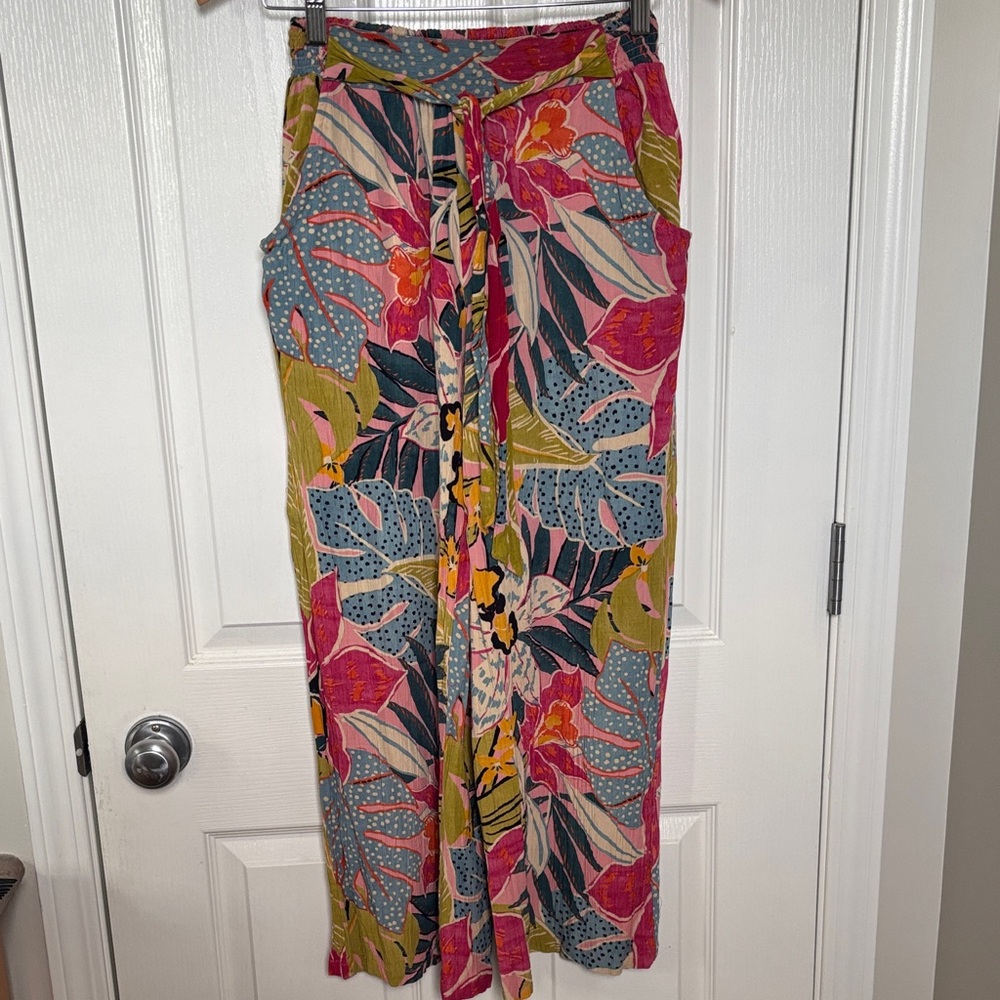 Angie Vibrant Tropical Print Wide-Leg Pants from Simon’s